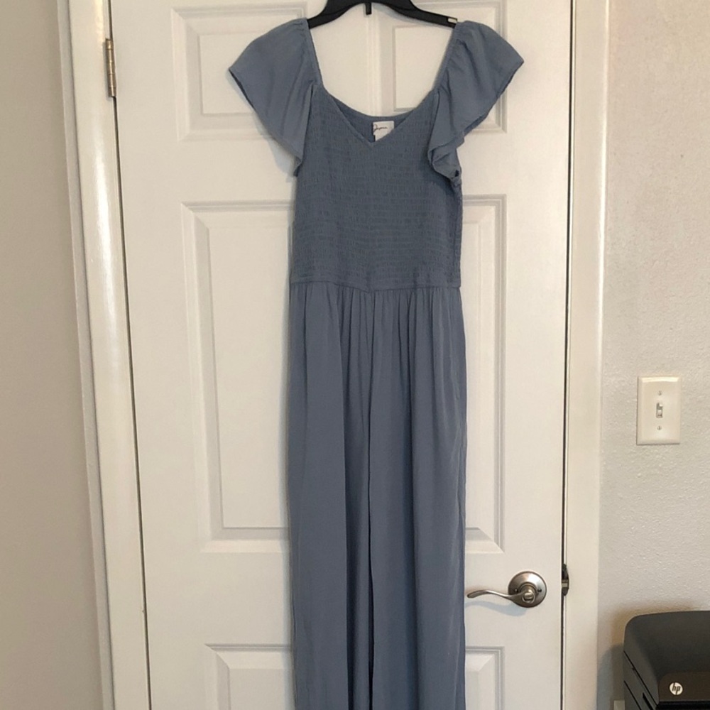 Women’s Girly Flutter Sleeve Blue Jumpsuit